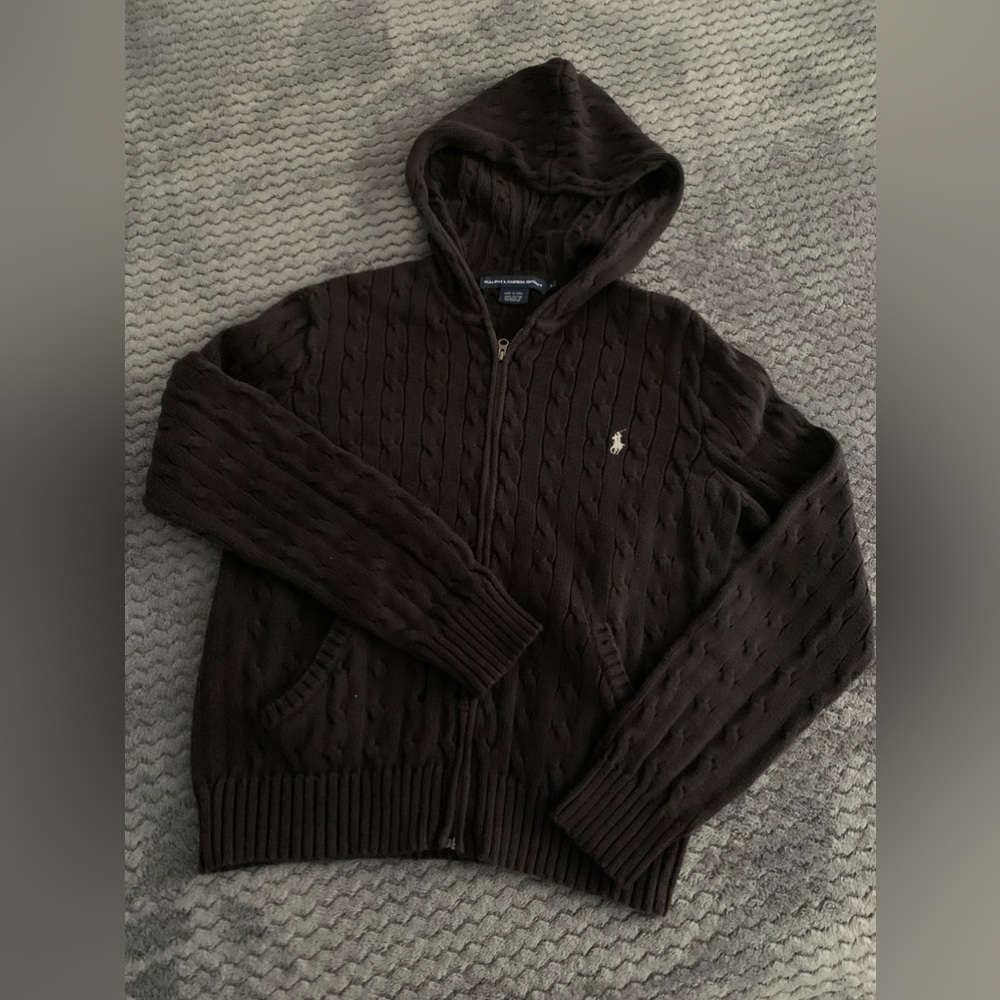 RALPH LUREN SPORT Black Cable Knit Sweater